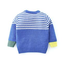 Babyhug Knitted Full Sleeves Striped Design Sweater Set - Blue