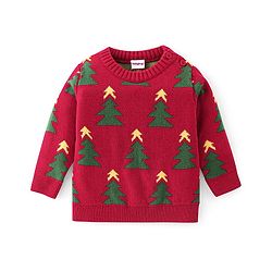 Babyhug Full Sleeves Baby Sweater Set Christmas Theme - Red