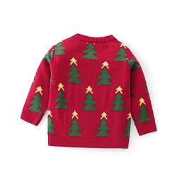 Babyhug Full Sleeves Baby Sweater Set Christmas Theme - Red