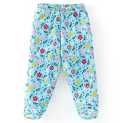 Babyhug Cotton Knit Footed Bootie Leggings Striped Pack of 3 - Blue & Pink