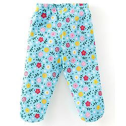 Babyhug Cotton Knit Footed Bootie Leggings Striped Pack of 3 - Blue & Pink