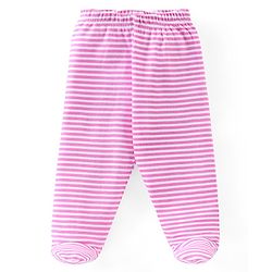 Babyhug Cotton Knit Footed Bootie Leggings Striped Pack of 3 - Blue & Pink