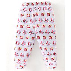 Babyhug Cotton Knit Footed Bootie Leggings Floral Printed Pack of 3 - Pink & Purple