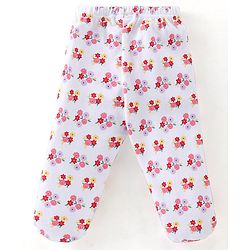 Babyhug Cotton Knit Footed Bootie Leggings Floral Printed Pack of 3 - Pink & Purple