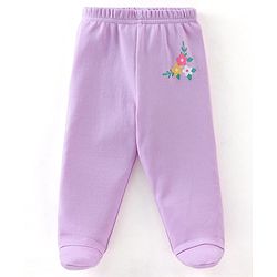 Babyhug Cotton Knit Footed Bootie Leggings Floral Printed Pack of 3 - Pink & Purple