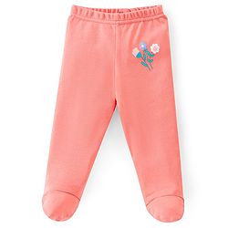 Babyhug Cotton Footed Bootie Leggings Striped & Floral Print Pack of 3 - White Purple & Pink