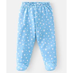 Babyhug Cotton Knit Footed Bootie Leggings Space Printed Pack of 3  - Blue & Orange
