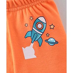 Babyhug Cotton Knit Footed Bootie Leggings Space Printed Pack of 3  - Blue & Orange
