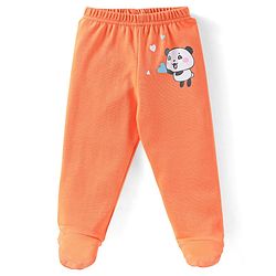 Babyhug Cotton Footed Bootie Leggings Striped & Panda Print Pack of 3 - White Blue & Orange