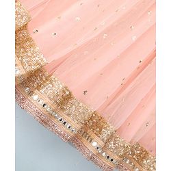 Babyhug Woven Sleeveless Choli and Sequined Lehenga with Dupatta - Peach