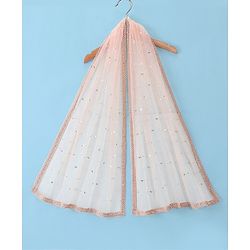 Babyhug Woven Sleeveless Choli and Sequined Lehenga with Dupatta - Peach