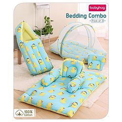 Babyhug Premium Bedding Super Save Combo Set of 3 Duck Print - Blue