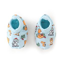 Babyhug 100% Cotton Knit Bear Printed Mittens & Booties - Blue