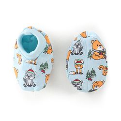 Babyhug 100% Cotton Knit Bear Printed Mittens & Booties - Blue