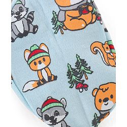 Babyhug 100% Cotton Knit Bear Printed Mittens & Booties - Blue