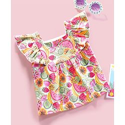 Babyhug 100% Cotton Knit Half Sleeves Top Fruits Print - Multicolor