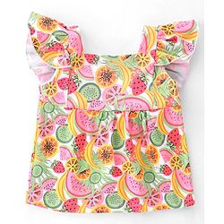 Babyhug 100% Cotton Knit Half Sleeves Top Fruits Print - Multicolor