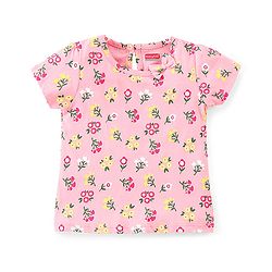 Babyhug 100% Cotton Knit Half Sleeves Top Floral Print Pack Of 2 - Multicolor