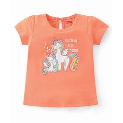 Babyhug 100% Cotton Knit Half Sleeves T-Shirts With Stripe & Unicorn Graphics Design Pack of 3 - Multicolor