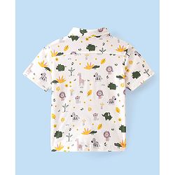Babyhug 100% Cotton Knit Half Sleeve Shirt With Animals Print - White