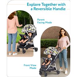 Babyhug Travel Compact Baby Stroller with Reversible Handle Adjustable Backrest & Canopy - Yellow| Concealed Link Brake| Suspension Wheels