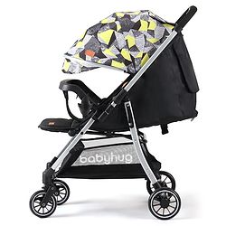 Babyhug Travel Compact Baby Stroller with Reversible Handle Adjustable Backrest & Canopy - Yellow| Concealed Link Brake| Suspension Wheels