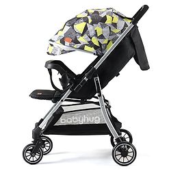 Babyhug Travel Compact Baby Stroller with Reversible Handle Adjustable Backrest & Canopy - Yellow| Concealed Link Brake| Suspension Wheels