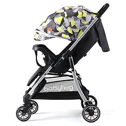 Babyhug Travel Compact Baby Stroller with Reversible Handle Adjustable Backrest & Canopy - Yellow| Concealed Link Brake| Suspension Wheels
