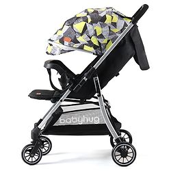 Babyhug Travel Compact Baby Stroller with Reversible Handle Adjustable Backrest & Canopy - Yellow| Concealed Link Brake| Suspension Wheels