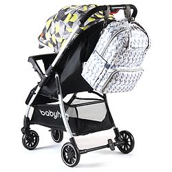 Babyhug Travel Compact Baby Stroller with Reversible Handle Adjustable Backrest & Canopy - Yellow| Concealed Link Brake| Suspension Wheels