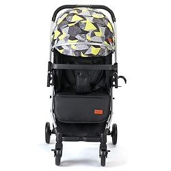 Babyhug Travel Compact Baby Stroller with Reversible Handle Adjustable Backrest & Canopy - Yellow| Concealed Link Brake| Suspension Wheels