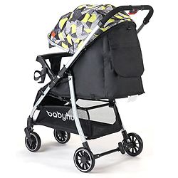 Babyhug Travel Compact Baby Stroller with Reversible Handle Adjustable Backrest & Canopy - Yellow| Concealed Link Brake| Suspension Wheels