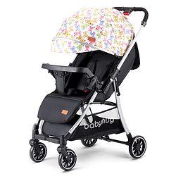 Babyhug Travel Compact Baby Stroller with Reversible Handle Adjustable Backrest & Canopy - Yellow| Concealed Link Brake| Suspension Wheels