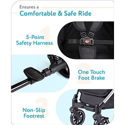 Babyhug Travel Compact Baby Stroller with Reversible Handle Adjustable Backrest & Canopy - Yellow| Concealed Link Brake| Suspension Wheels
