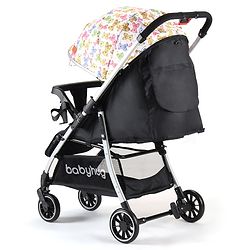 Babyhug Travel Compact Baby Stroller with Reversible Handle Adjustable Backrest & Canopy - Yellow| Concealed Link Brake| Suspension Wheels