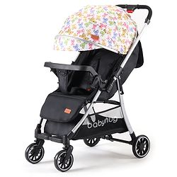 Babyhug Travel Compact Baby Stroller with Reversible Handle Adjustable Backrest & Canopy - Yellow| Concealed Link Brake| Suspension Wheels