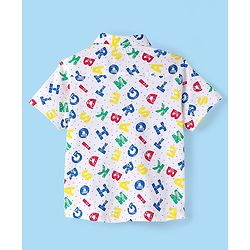 Babyhug Cotton Knit Half Sleeves Alphabets Printed Shirt - White