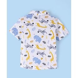 Babyhug Cotton Knit Half Sleeves Giraffe Printed Shirt - White