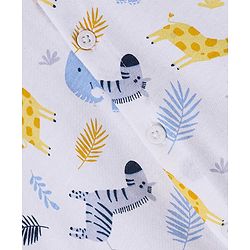 Babyhug Cotton Knit Half Sleeves Giraffe Printed Shirt - White