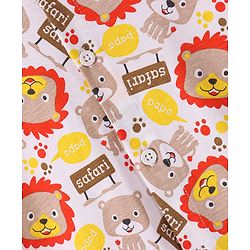 Babyhug Cotton Knit Half Sleeves Lion Printed Shirt - White & Beige