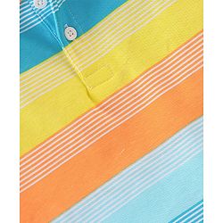 Babyhug 100% Cotton Knit Half Sleeves Striped Polo T-Shirt- Multicolor
