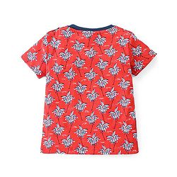 Babyhug 100% Cotton Half Sleeves T-Shirt Tropical Print - Red