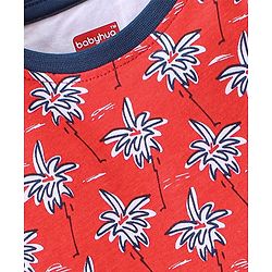 Babyhug 100% Cotton Half Sleeves T-Shirt Tropical Print - Red