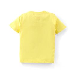 Babyhug Cotton Knit Half Sleeves T-Shirt Panda Print - Yellow
