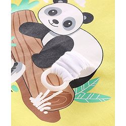 Babyhug Cotton Knit Half Sleeves T-Shirt Panda Print - Yellow
