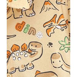 Babyhug Cotton Knit Half Sleeve Dino Printed Shirt - Beige