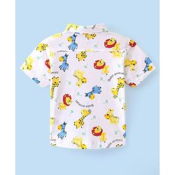Babyhug 100% Cotton Knit Half Sleeve Shirt With Animal Print - White