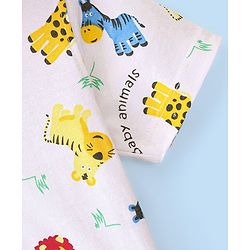 Babyhug 100% Cotton Knit Half Sleeve Shirt With Animal Print - White