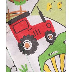 Babyhug Cotton Knitted Half Sleeves  Regular Collar Shirt Dino Printed  - White & Green