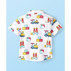 Babyhug 100% Cotton Knit Half Sleeves Shirt Toys Print - White & Red